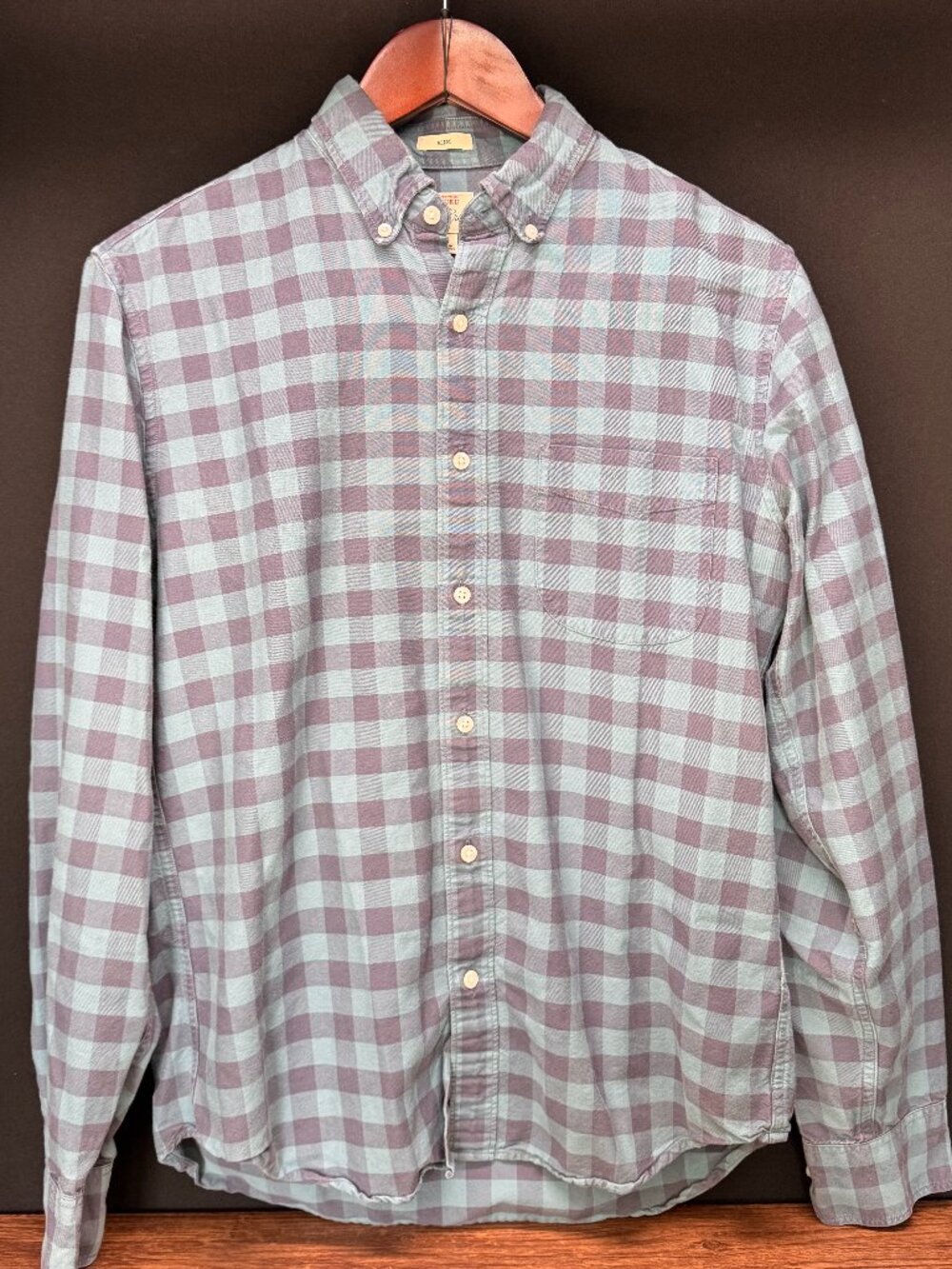 J.Crew Blue Gingham Cotton Oxford Button Down Medium